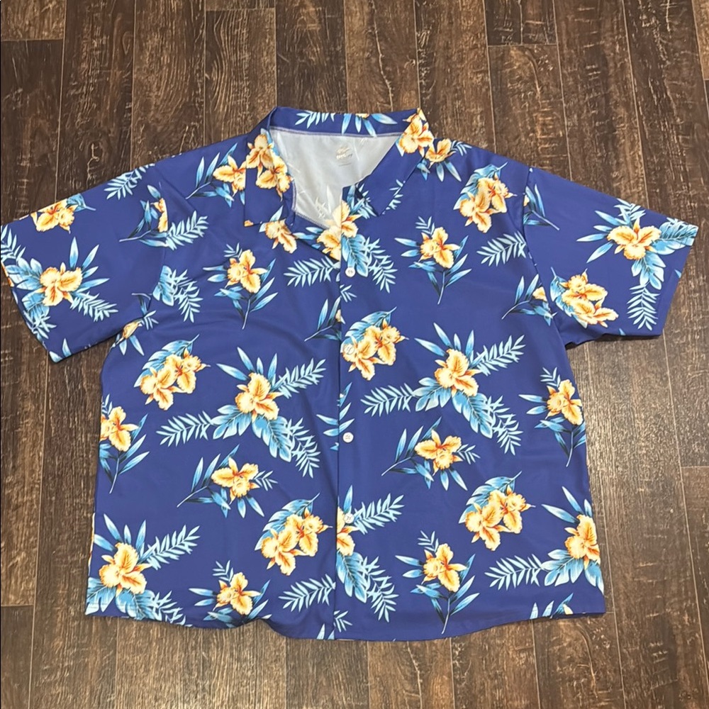 USKOY Floral Blue Men's Shirt - 4XL
